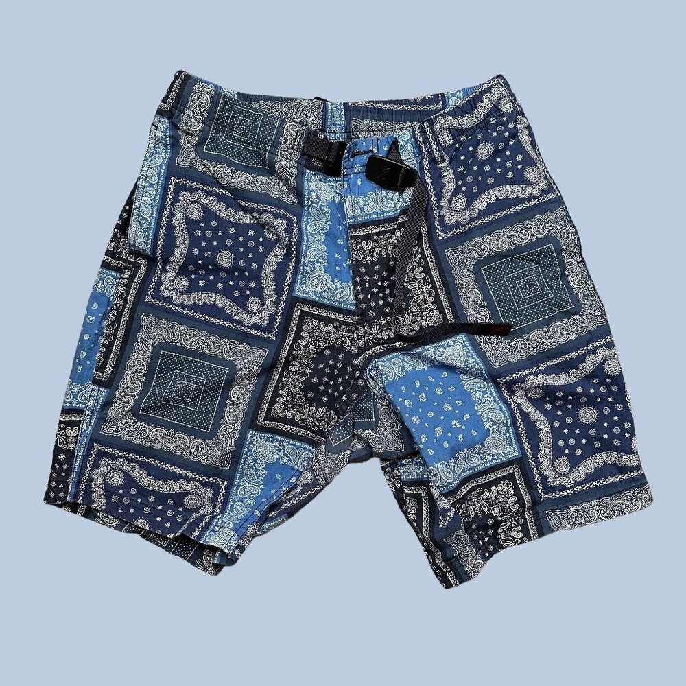 Gramicci Weather Bandana Print Shorts Blue Gorpcore Hiking Men's Size Medium